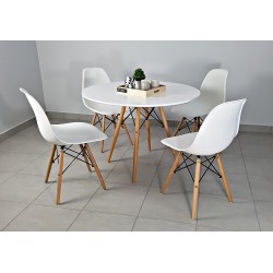 ZESTAW stół 80 cm biały + 4...
